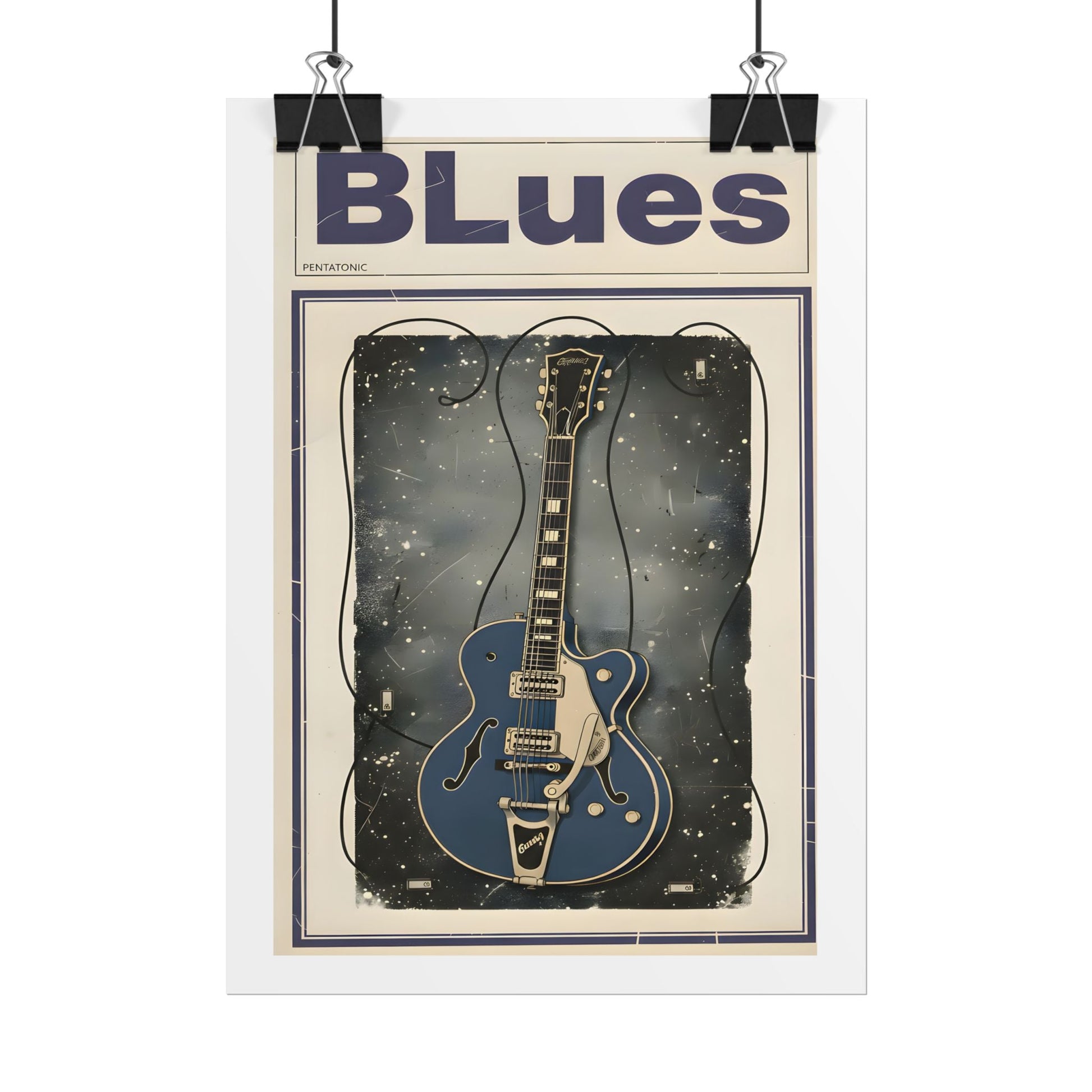 Blues Guitar Poster — Vintage Matte Vertical Music Print - AMPED