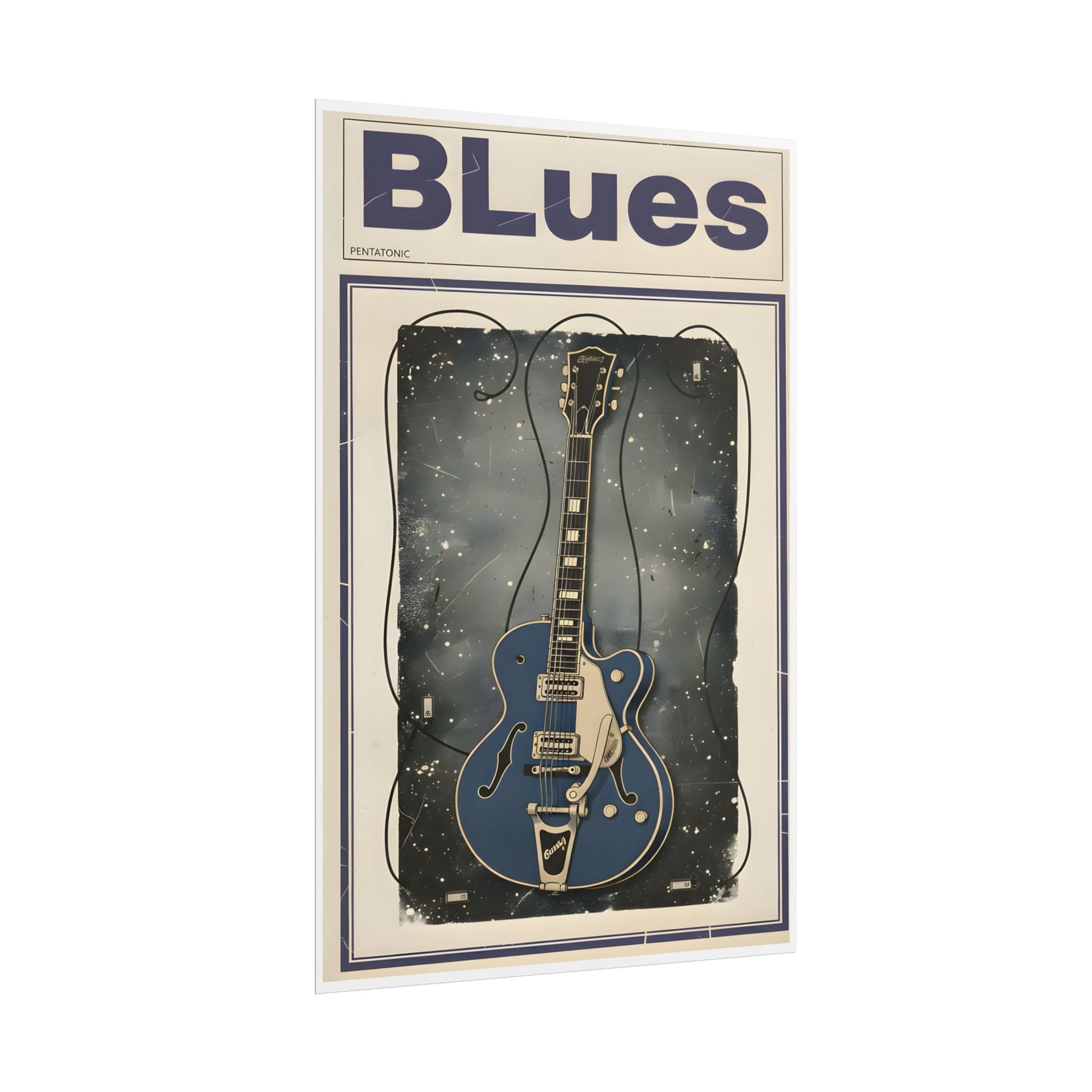 Blues Guitar Poster — Vintage Matte Vertical Music Print - AMPED