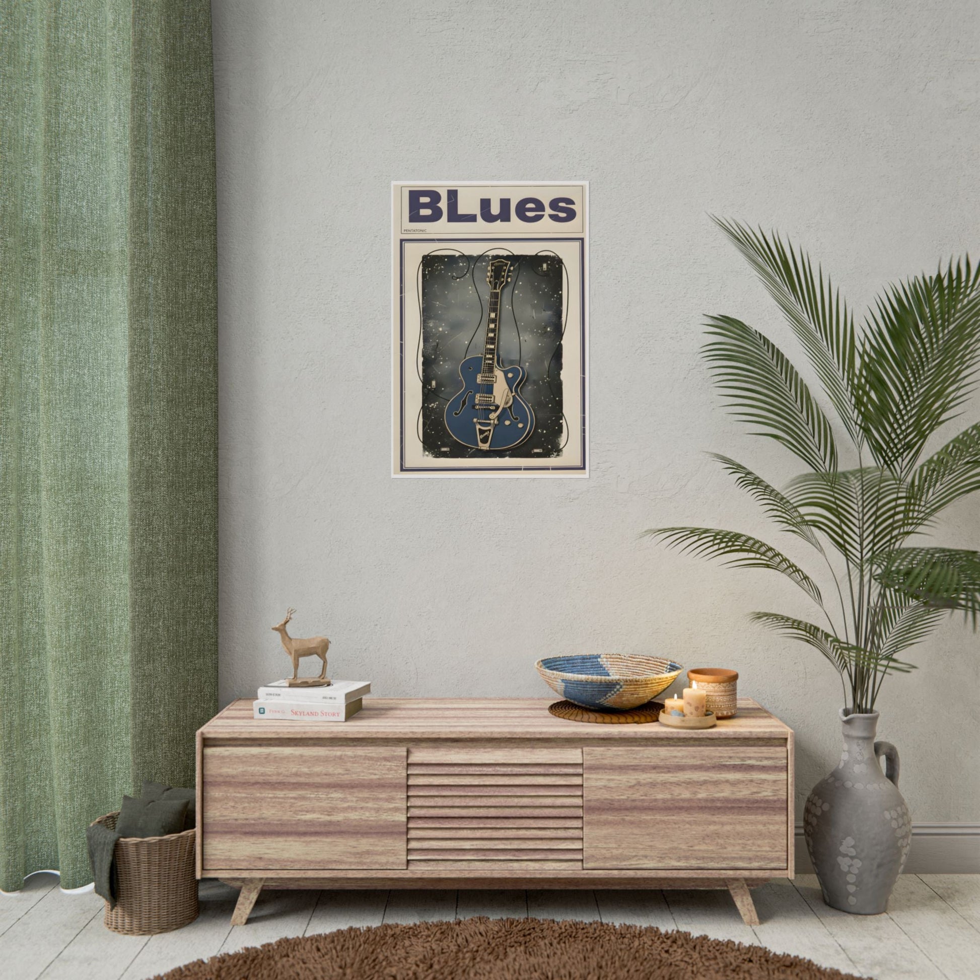 Blues Guitar Poster — Vintage Matte Vertical Music Print - AMPED