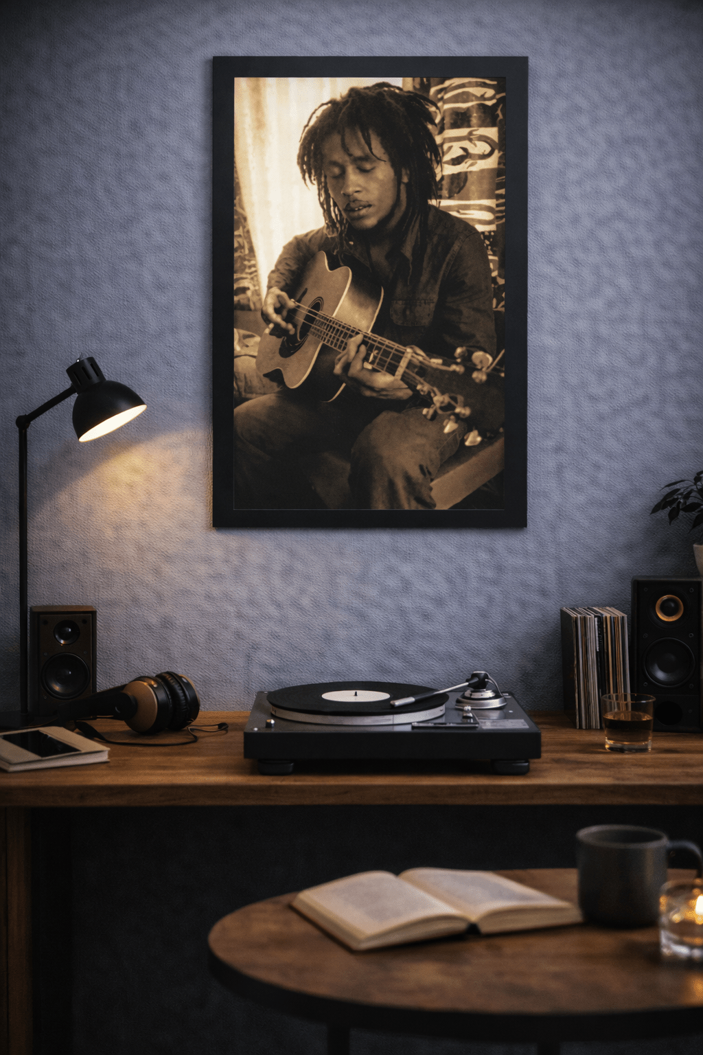 Bob Marley – Sepia Guitar Portrait Poster (11 x 17) - AMPED