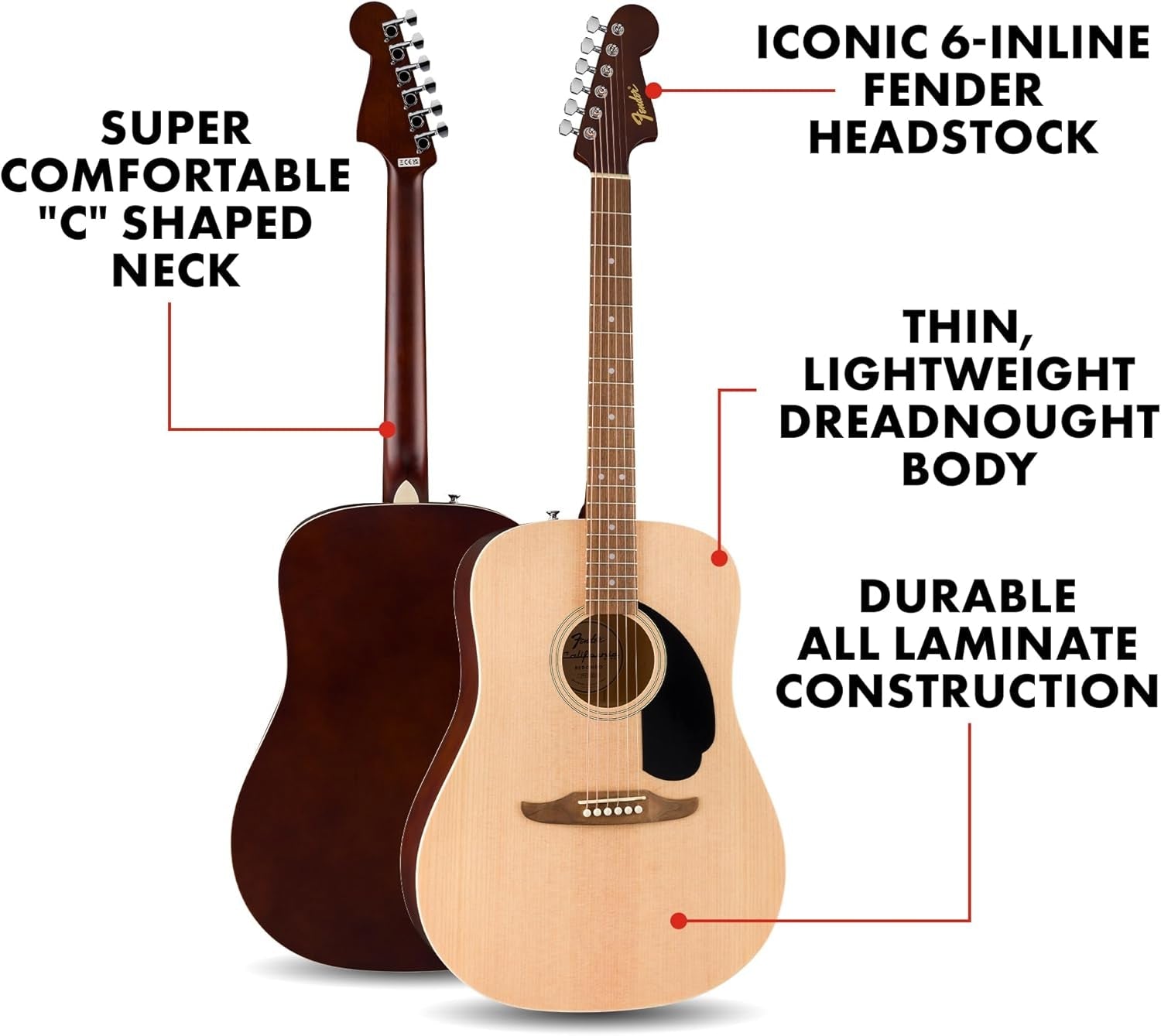 California Redondo Beginner Acoustic Guitar - AMPED
