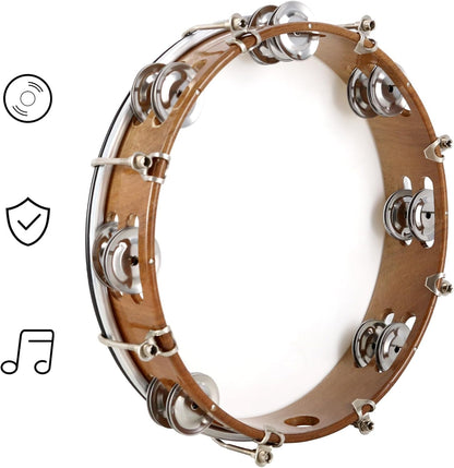 Classic 10" Hand Tambourine – Adjustable Performance Ring - AMPED