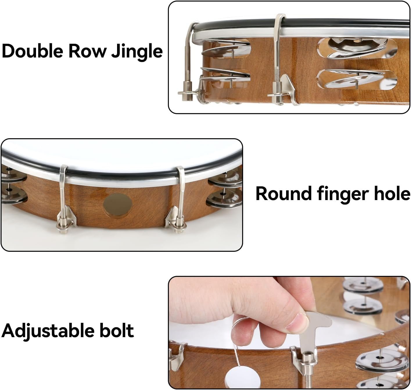 Classic 10" Hand Tambourine – Adjustable Performance Ring - AMPED