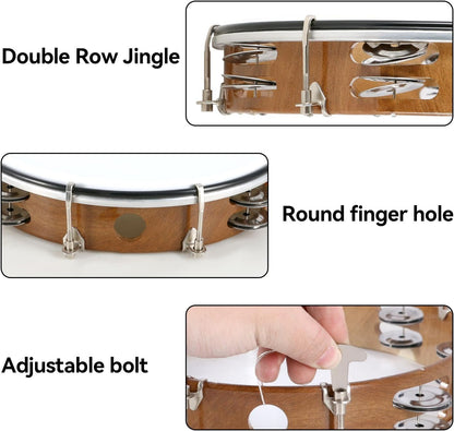 Classic 10" Hand Tambourine – Adjustable Performance Ring - AMPED