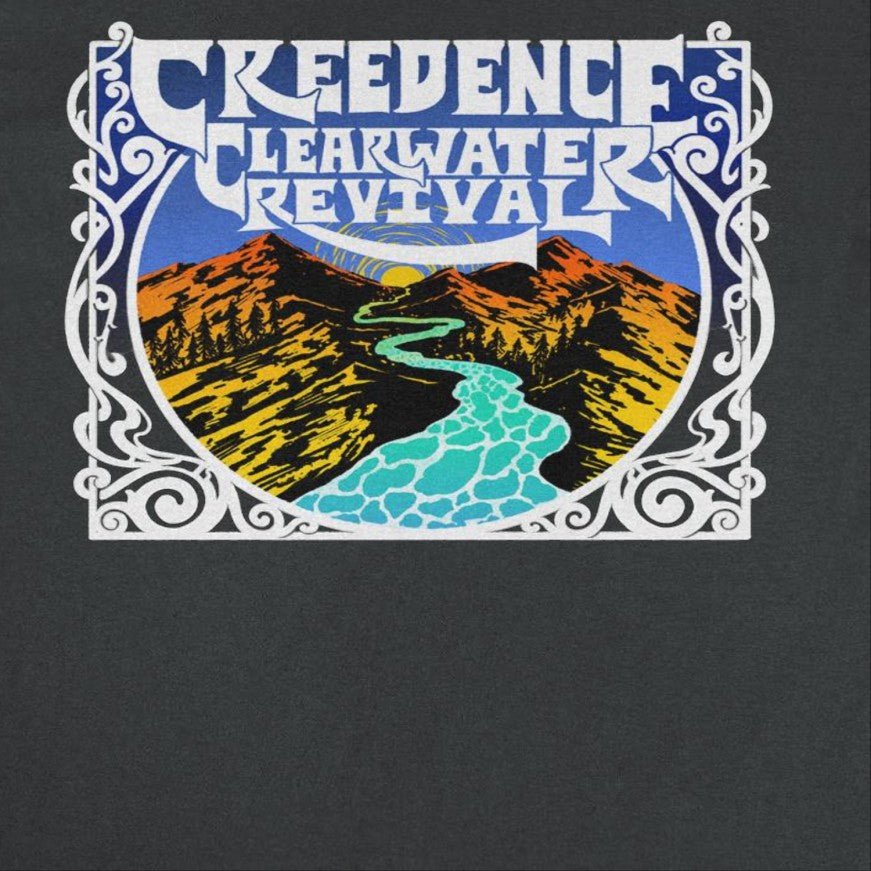 Creedence Clearwater Revival Retro Mountains Black T-Shirt - AMPED