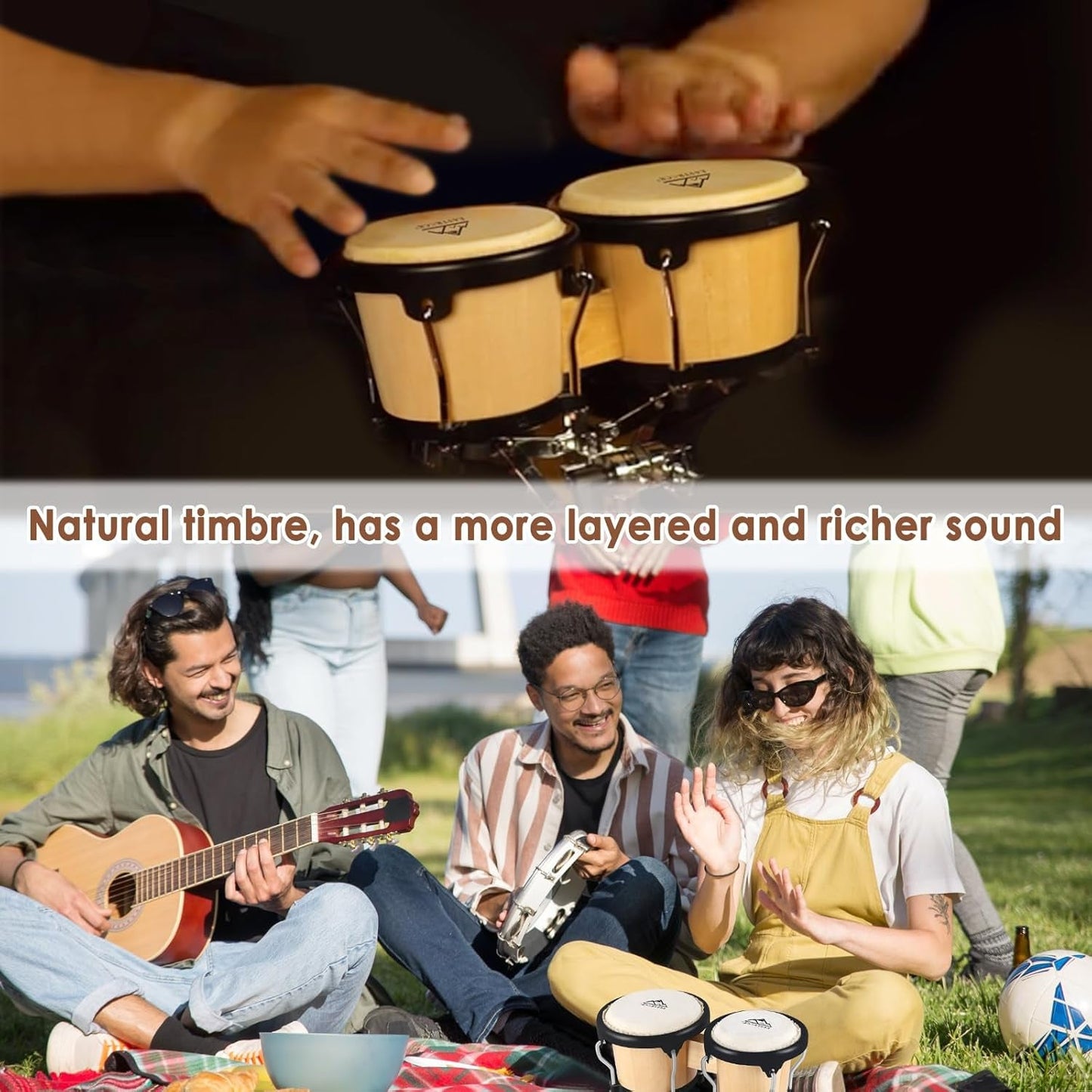 Fiesta Twin Bongos – 4" & 5" Starter Drum Set - AMPED