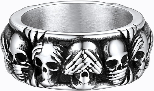 Gothic Skull Band Ring - AMPED