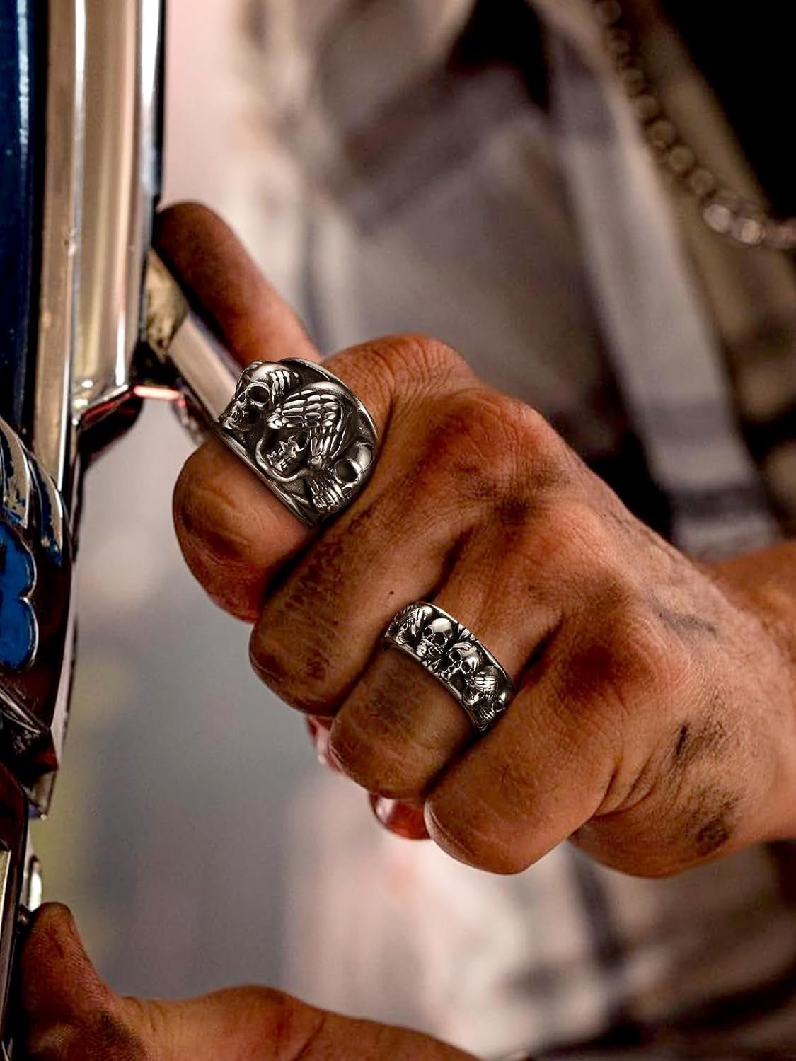 Gothic Skull Band Ring - AMPED