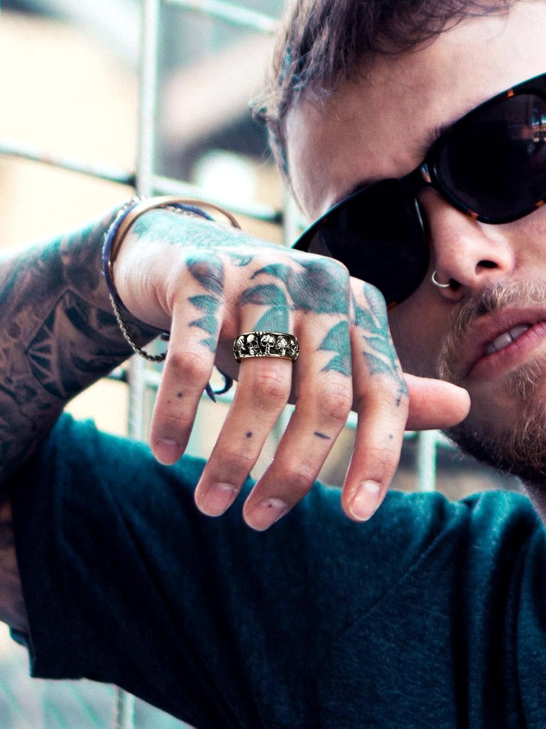 Gothic Skull Band Ring - AMPED