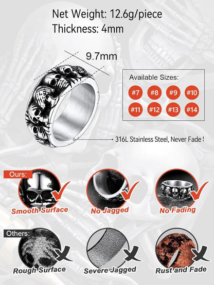 Gothic Skull Band Ring - AMPED