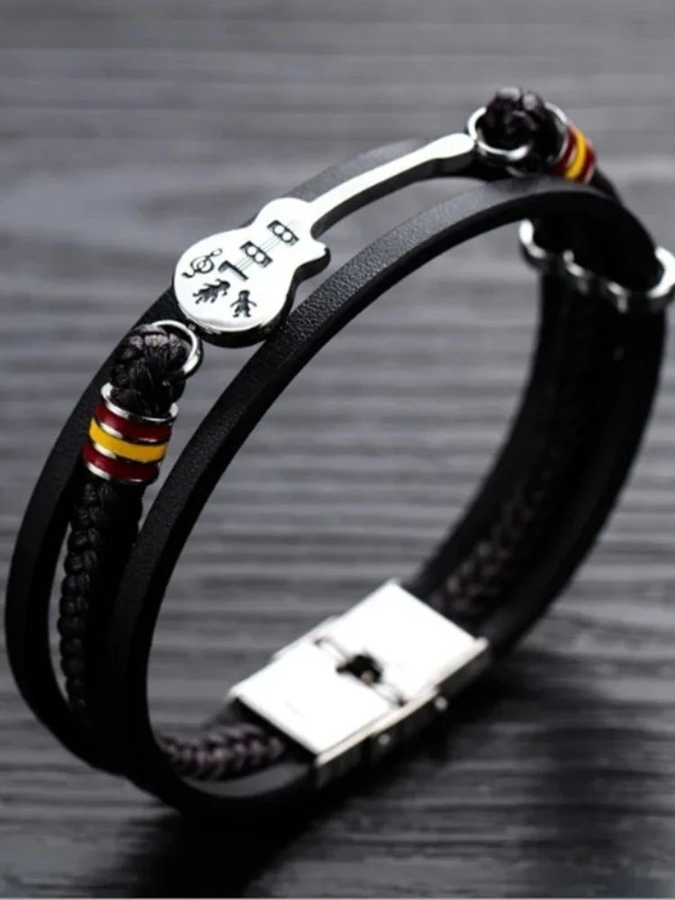 Guitar Leather Braided Bracelet - AMPED