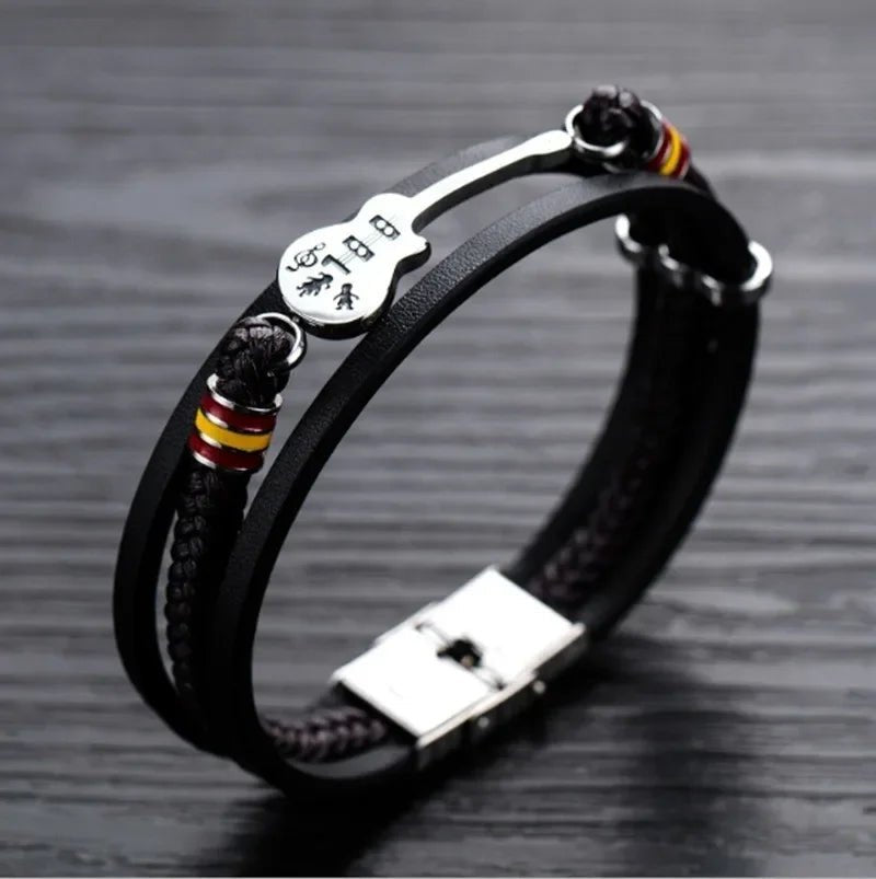 Guitar Leather Braided Bracelet - AMPED