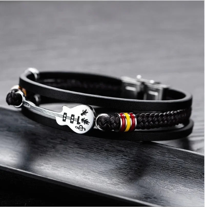 Guitar Leather Braided Bracelet - AMPED