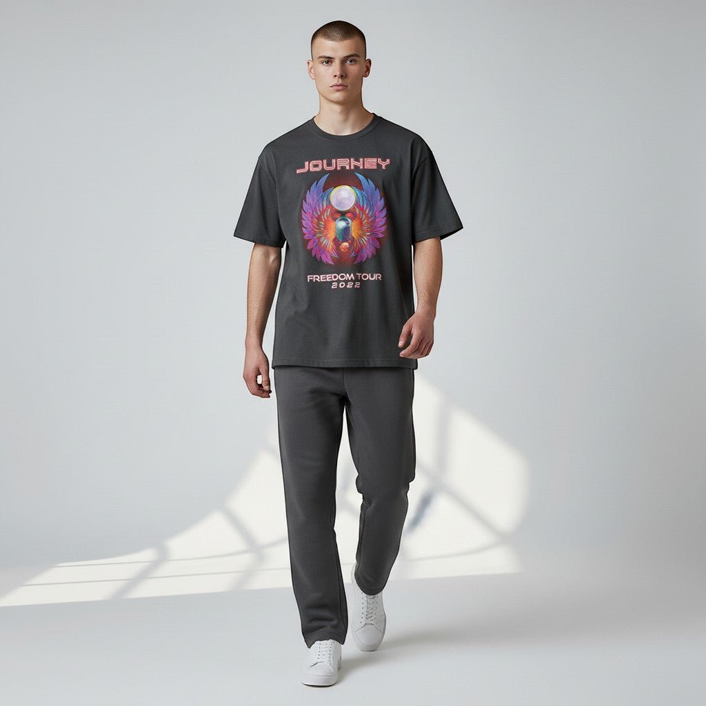 Journey Freedom Tour 2022 Colorful Black T-Shirt - AMPED