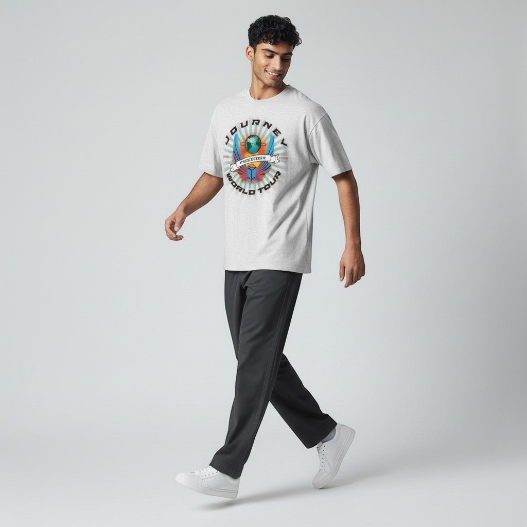 Journey Freedom World Tour Circle Ash Grey T-Shirt - AMPED