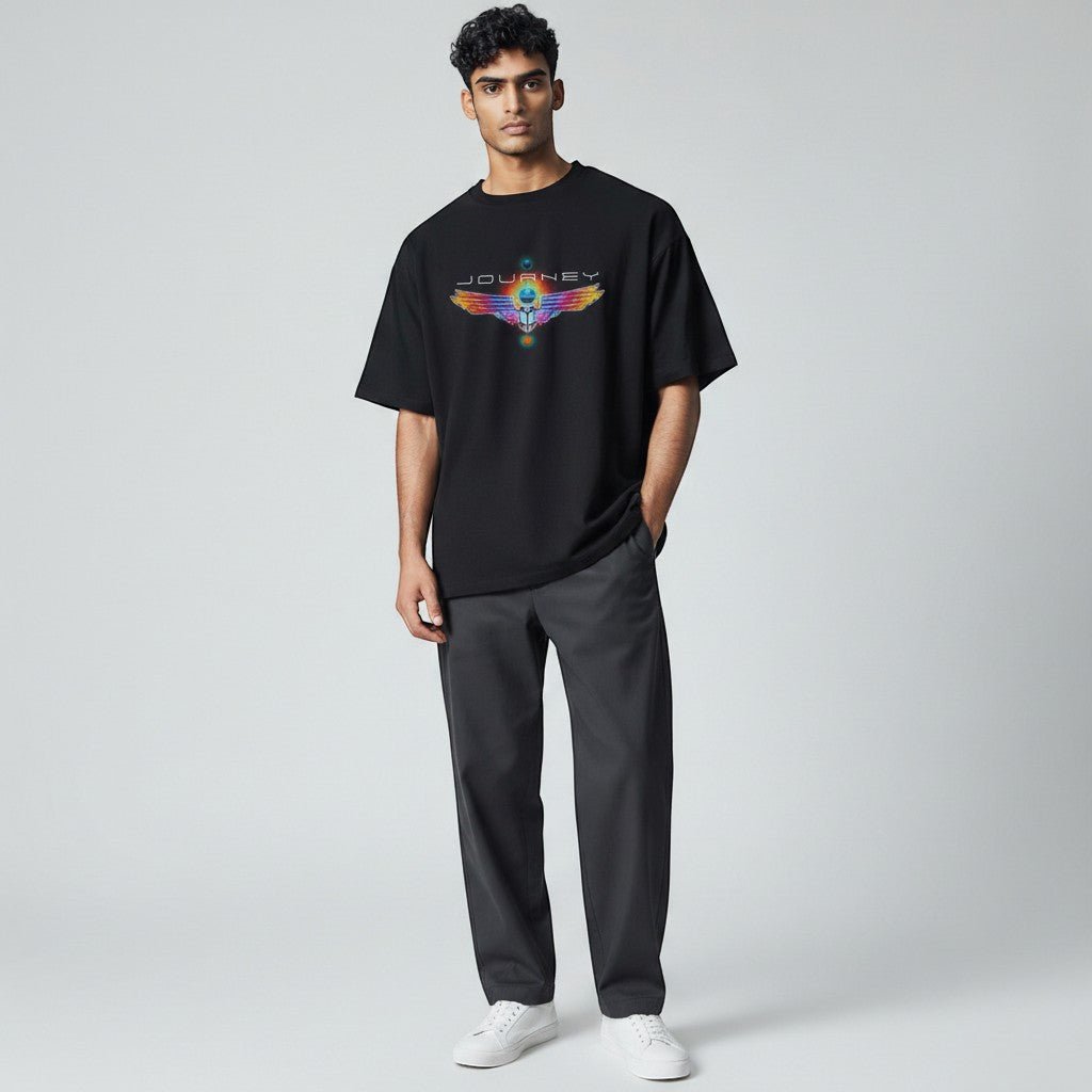 Journey Journey Logo Distress Scarab Black T-Shirt - AMPED