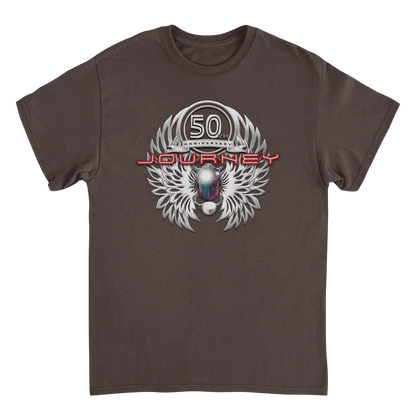 Journey Platinum Scarab 50th Anniversary Dark Chocolate T-Shirt - AMPED