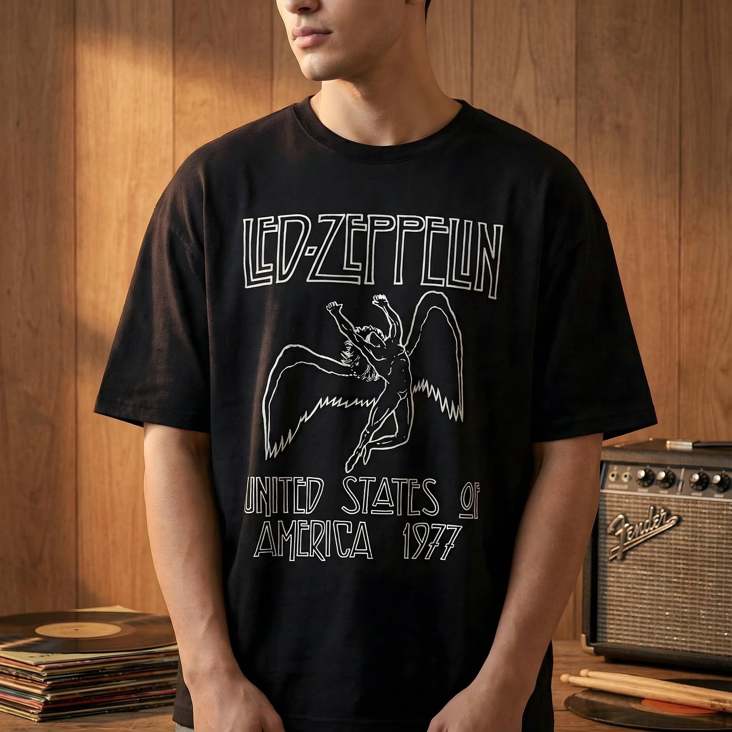 Led Zeppelin Falling Icarus 1977 Tour T-Shirt - Officially Licensed - AMPED