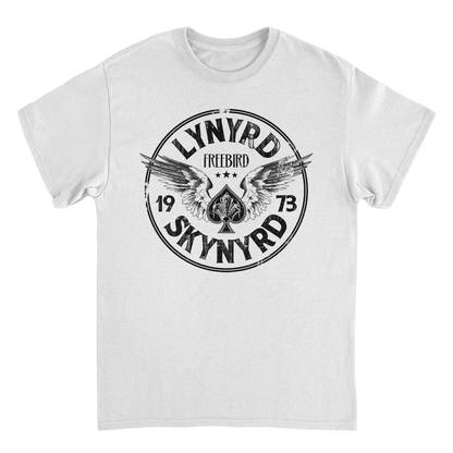 Lynyrd Skynyrd Firebird 1973 Ace Circle Back White T-Shirt - AMPED