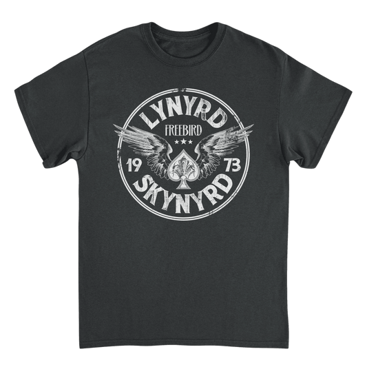 Lynyrd Skynyrd Firebird 1973 Ace Circle White Black T-Shirt - AMPED