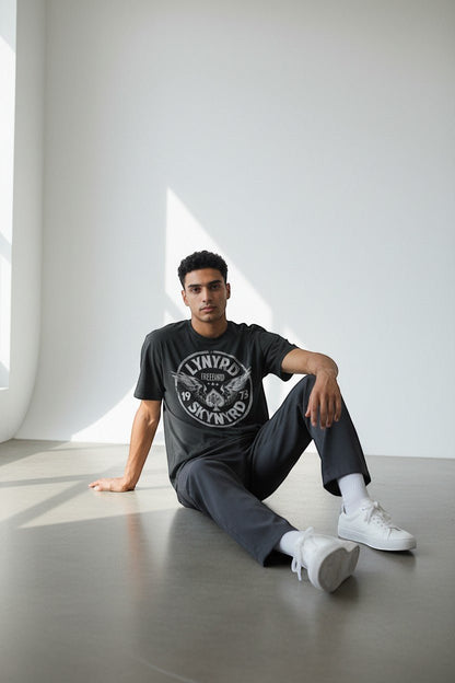 Lynyrd Skynyrd Firebird 1973 Ace Circle White Black T-Shirt - AMPED