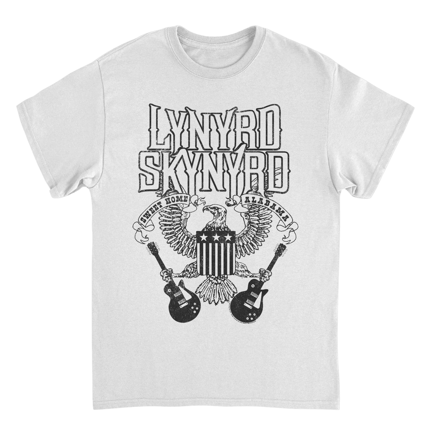 Lynyrd Skynyrd Guitars American Shield Black White T-Shirt - AMPED