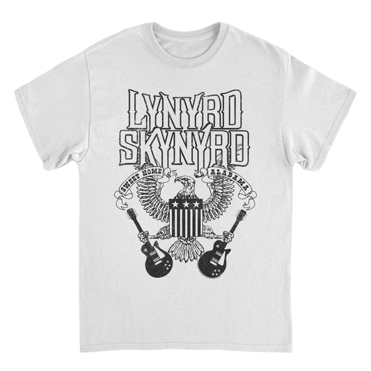 Lynyrd Skynyrd Guitars American Shield Black White T-Shirt - AMPED