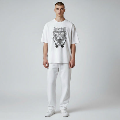 Lynyrd Skynyrd Guitars American Shield Black White T-Shirt - AMPED