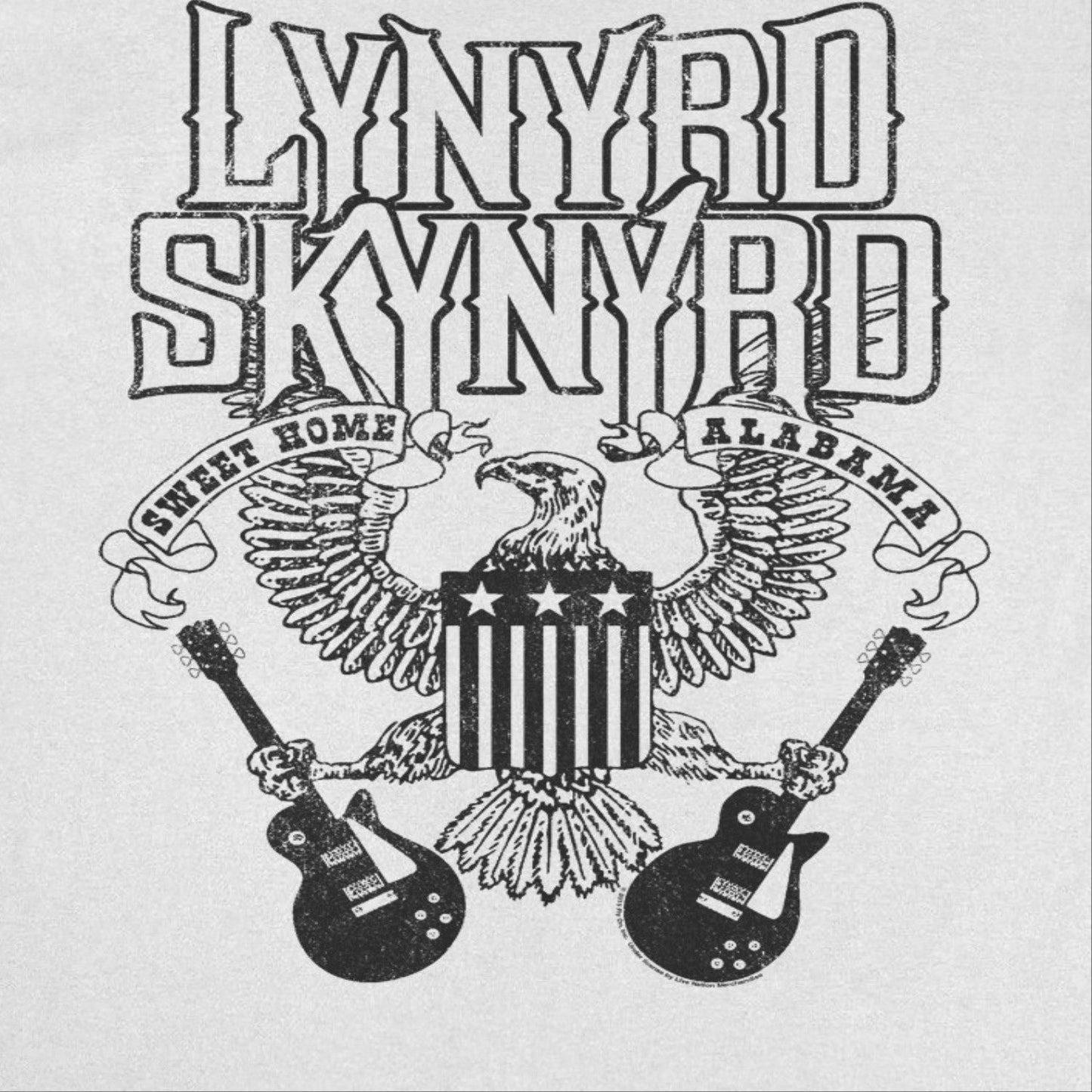 Lynyrd Skynyrd Guitars American Shield Black White T-Shirt - AMPED
