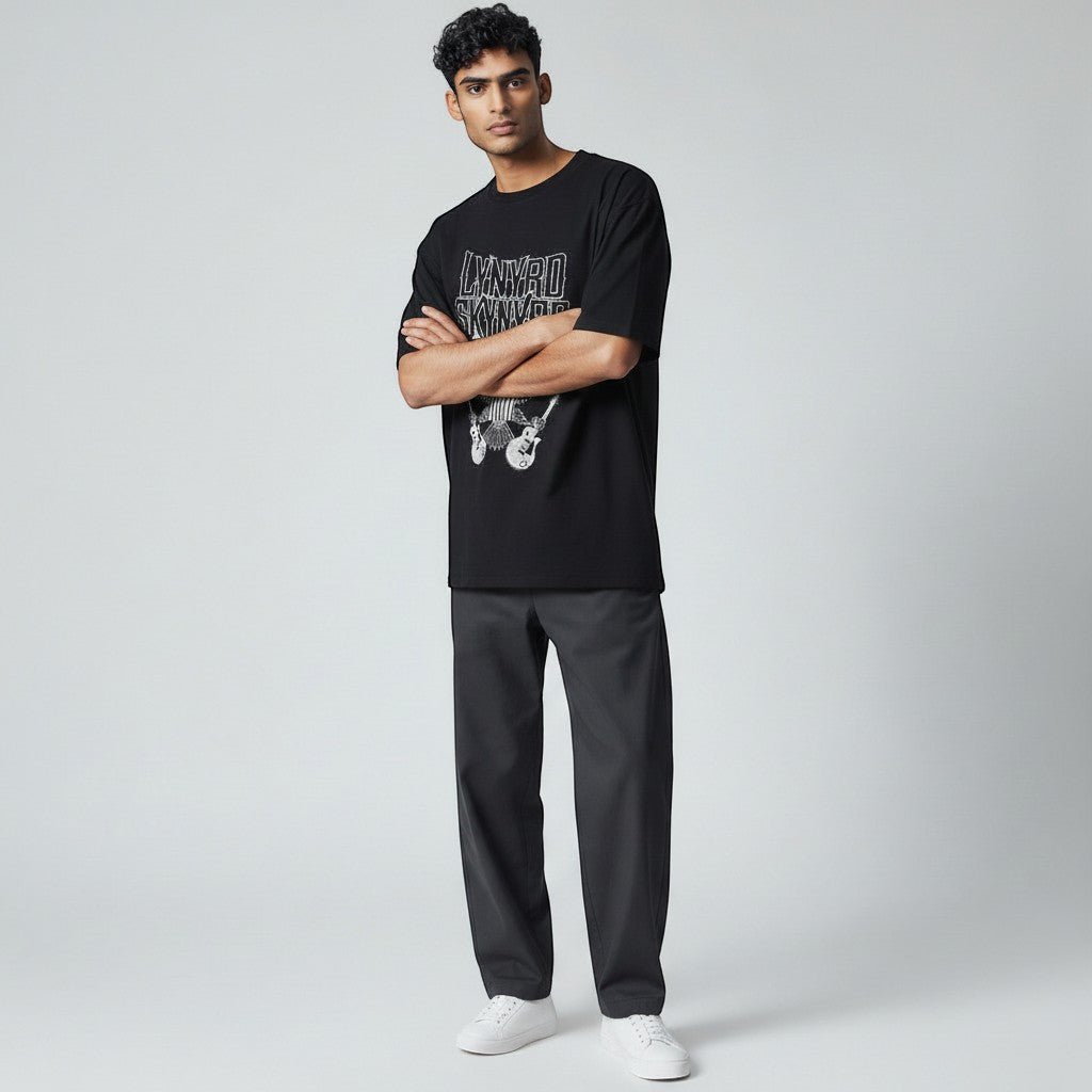 Lynyrd Skynyrd Guitars American Shield White Black T-Shirt - AMPED