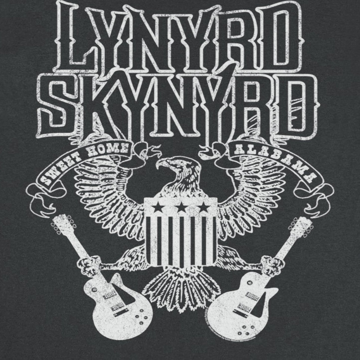 Lynyrd Skynyrd Guitars American Shield White Black T-Shirt - AMPED
