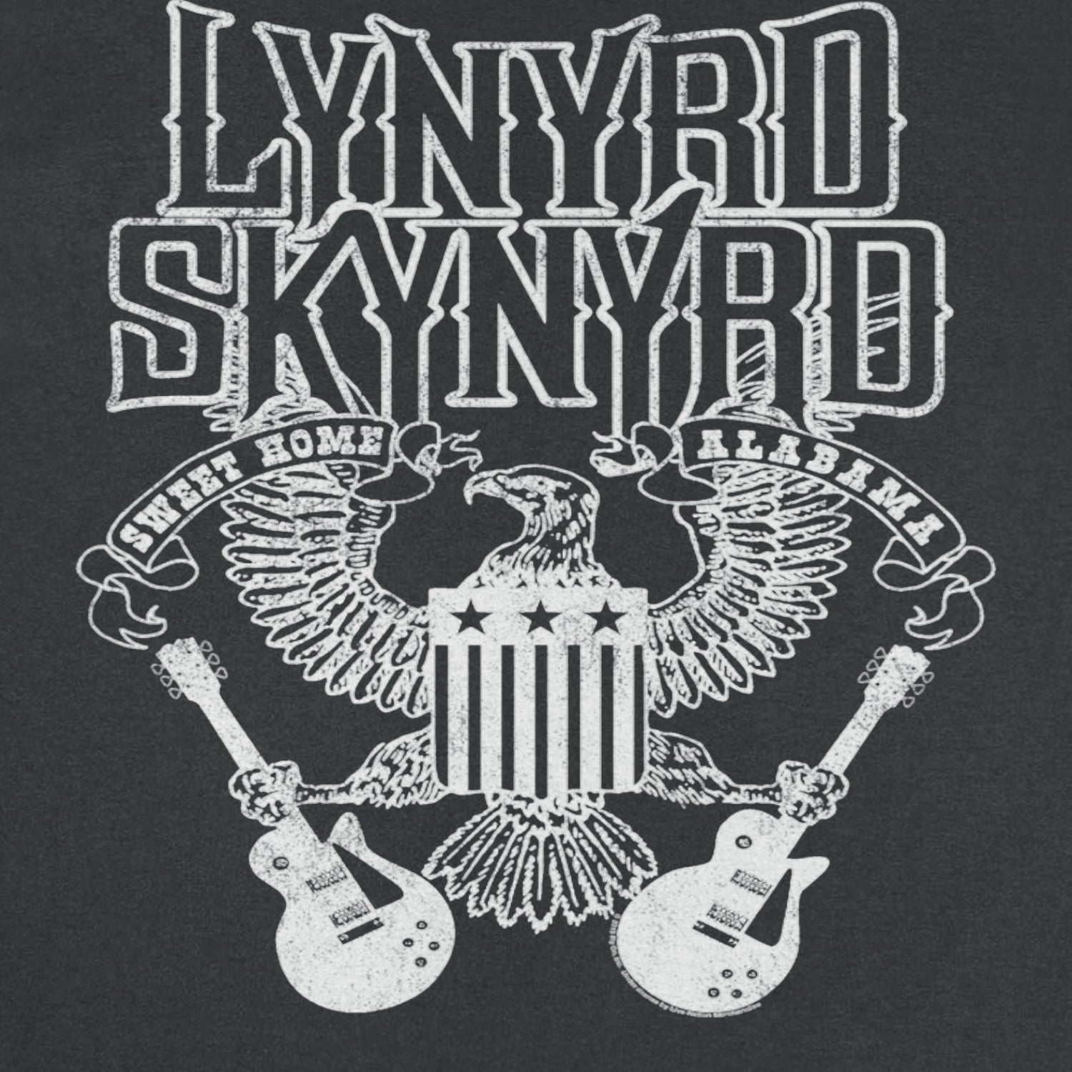 Lynyrd Skynyrd Guitars American Shield White Black T-Shirt - AMPED