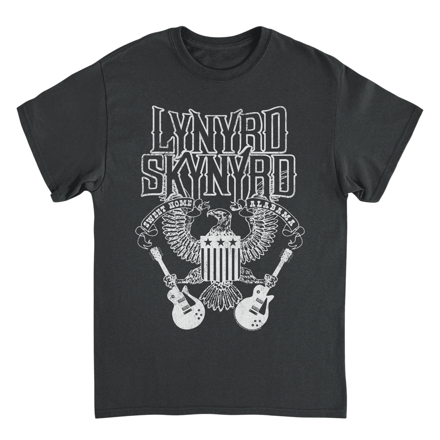 Lynyrd Skynyrd Guitars American Shield White Black T-Shirt - AMPED