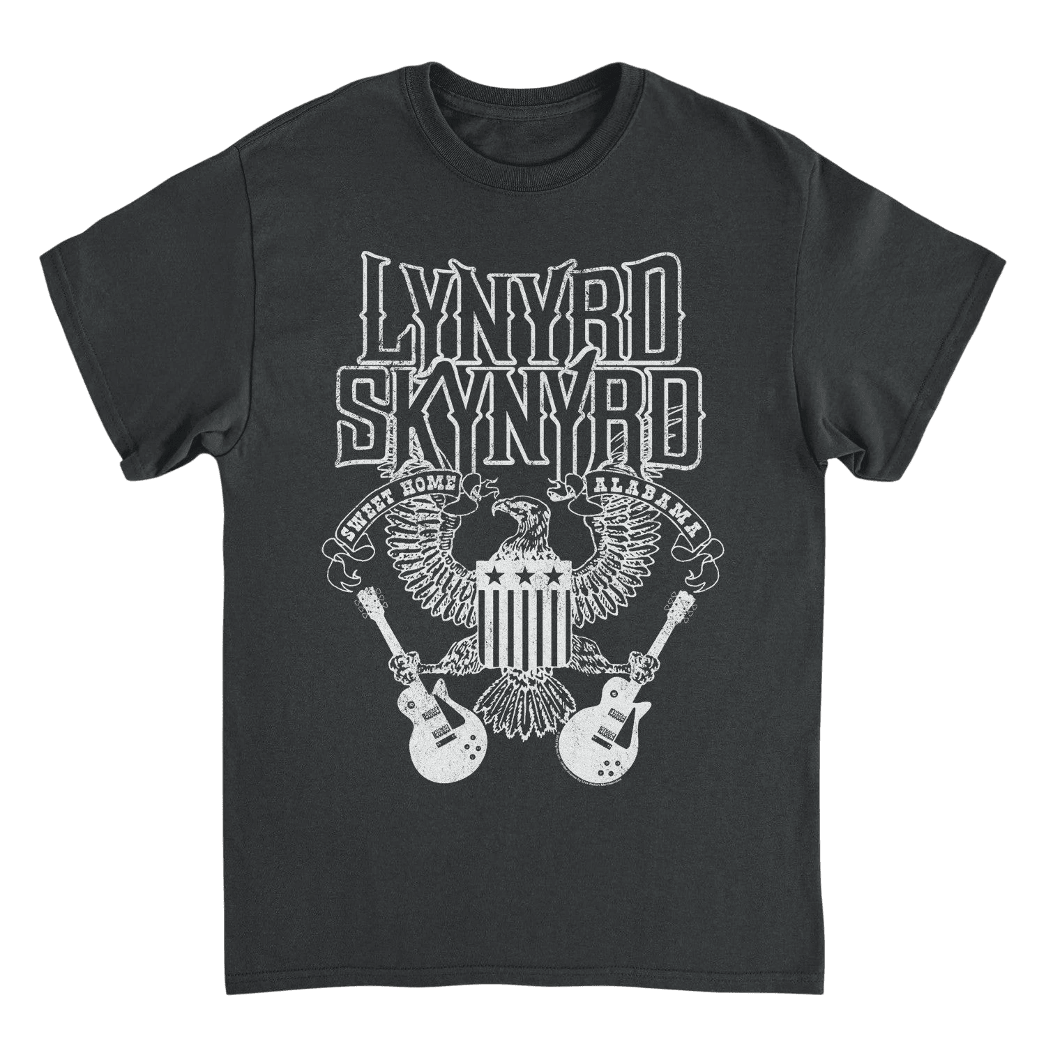 Lynyrd Skynyrd Guitars American Shield White Black T-Shirt - AMPED