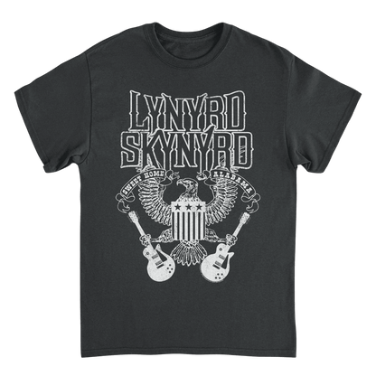 Lynyrd Skynyrd Guitars American Shield White Black T-Shirt - AMPED