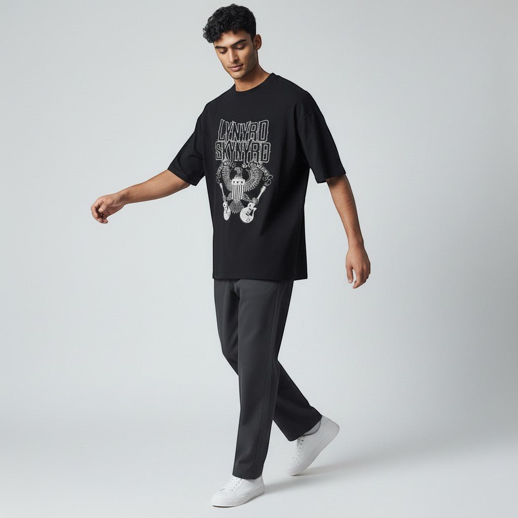 Lynyrd Skynyrd Guitars American Shield White Black T-Shirt - AMPED