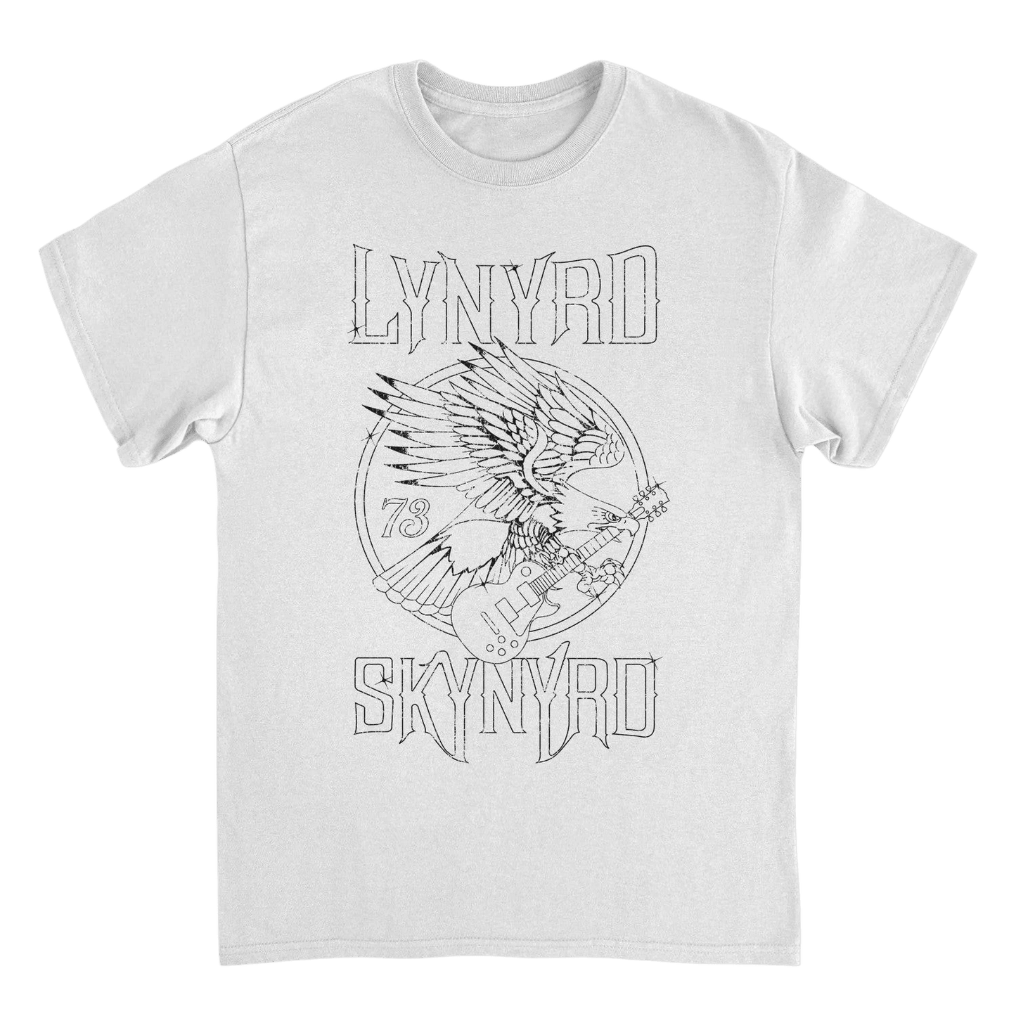 Lynyrd Skynyrd Outlined Eagle Guitar Black White T-Shirt - AMPED