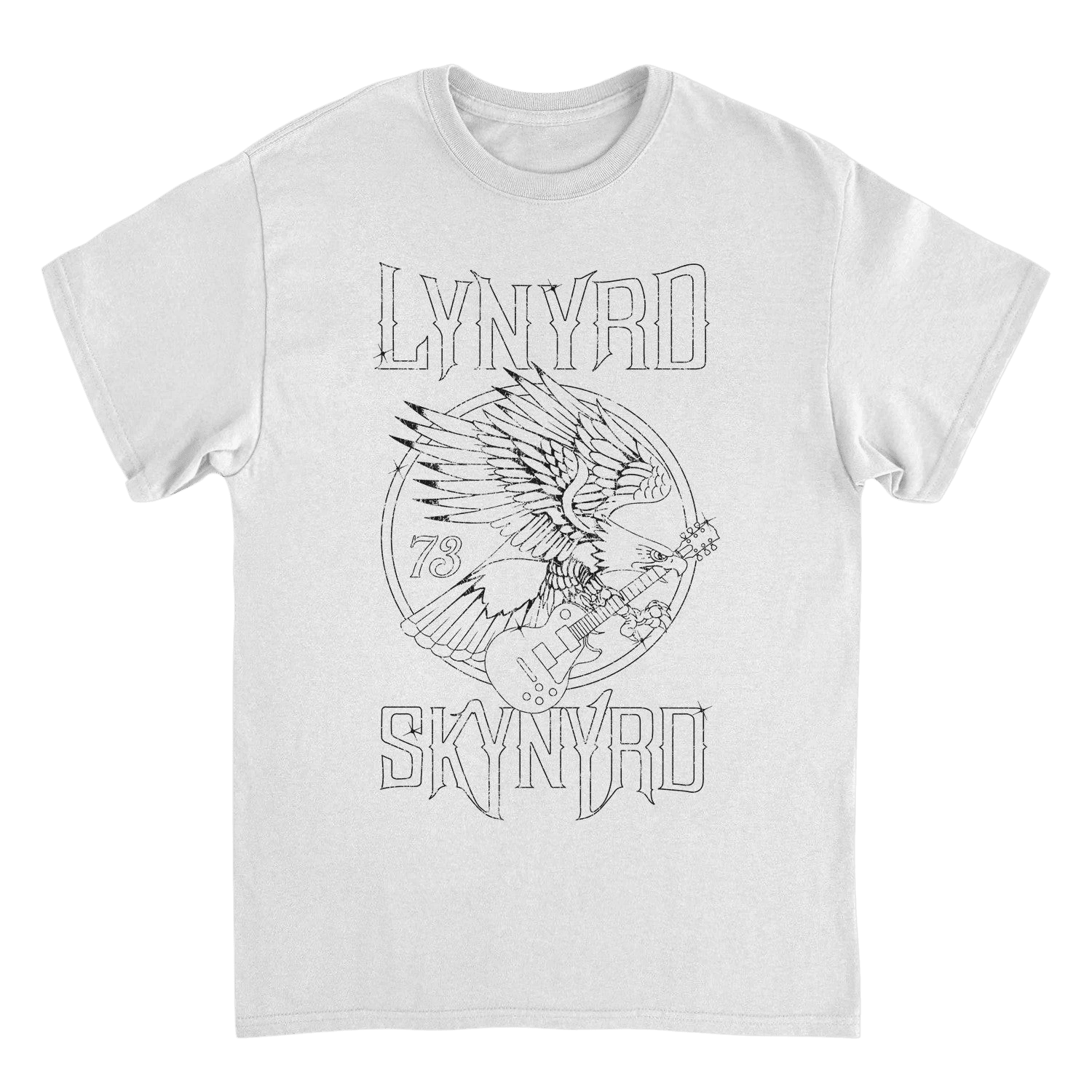 Lynyrd Skynyrd Outlined Eagle Guitar Black White T-Shirt - AMPED