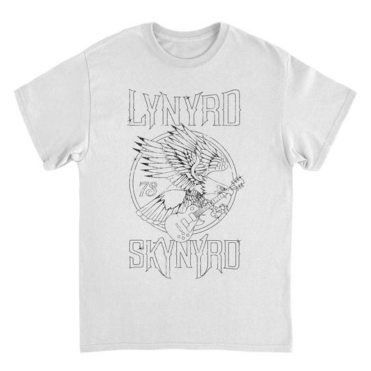 Lynyrd Skynyrd Outlined Eagle Guitar Black White T-Shirt - AMPED