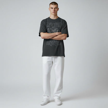 Lynyrd Skynyrd Outlined Eagle Guitar White Black T-Shirt - AMPED