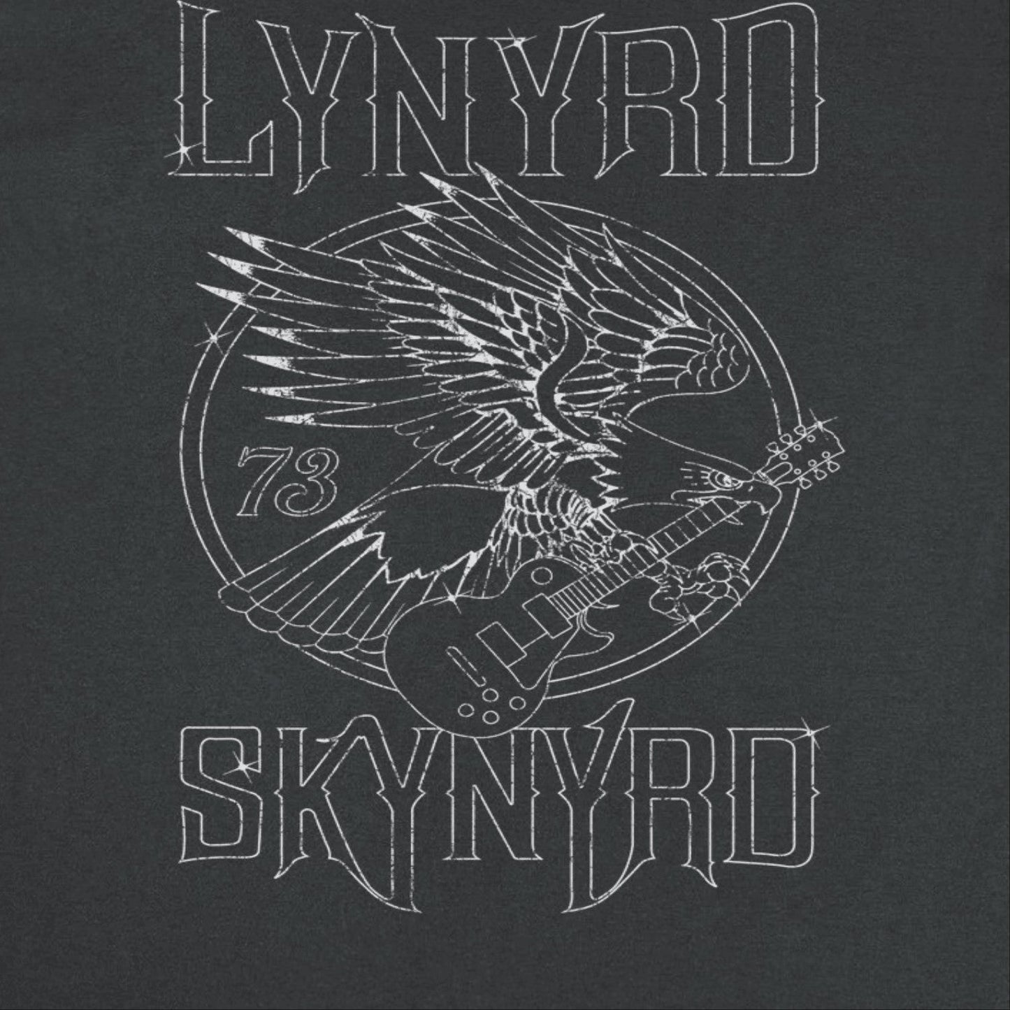 Lynyrd Skynyrd Outlined Eagle Guitar White Black T-Shirt - AMPED