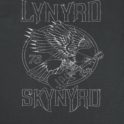 Lynyrd Skynyrd Outlined Eagle Guitar White Black T-Shirt - AMPED
