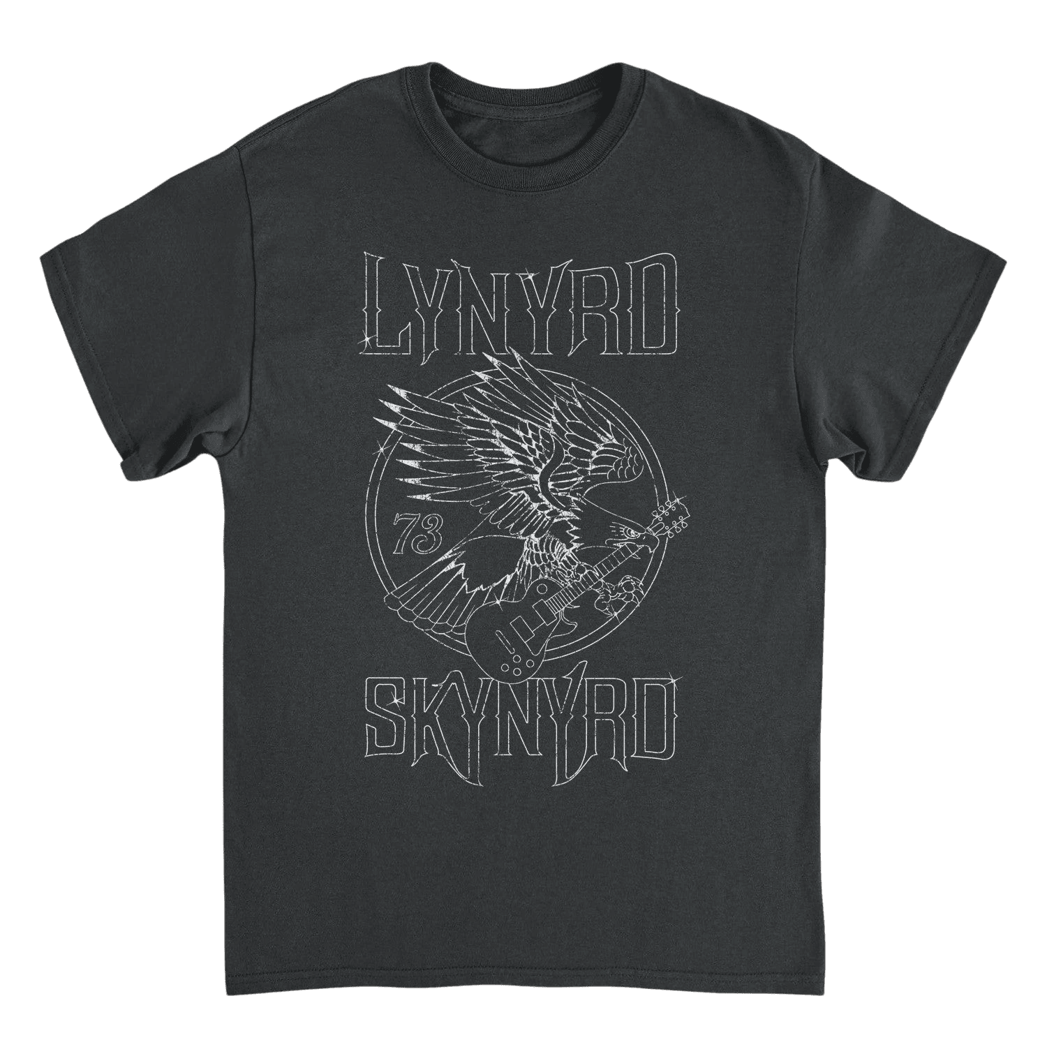 Lynyrd Skynyrd Outlined Eagle Guitar White Black T-Shirt - AMPED