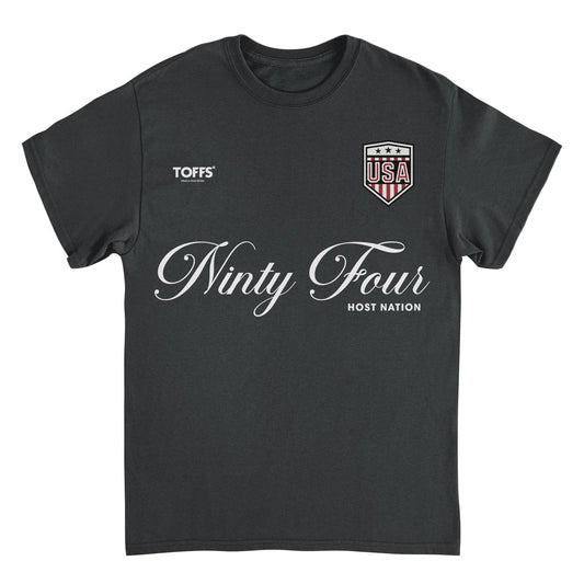 Toffs Retro Soccer Futbol Ninty Four Host Nation Black T-Shirt