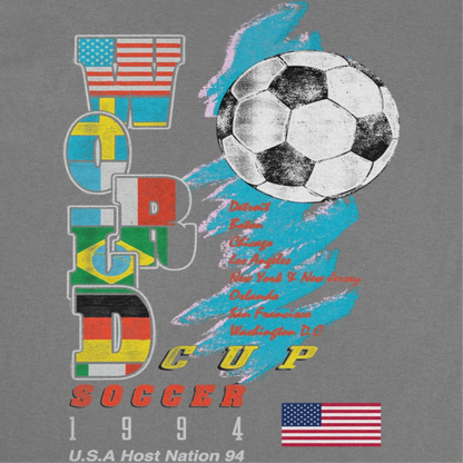 Toffs Retro Soccer Futbol World Soccer Cup Charcoal T-Shirt