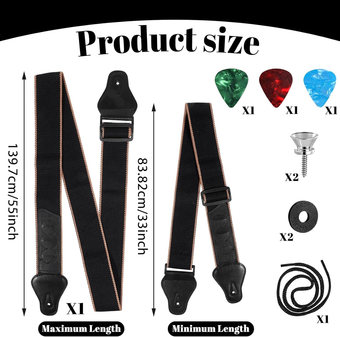 Patterned Acoustic Guitar Strap Kit - AMPED