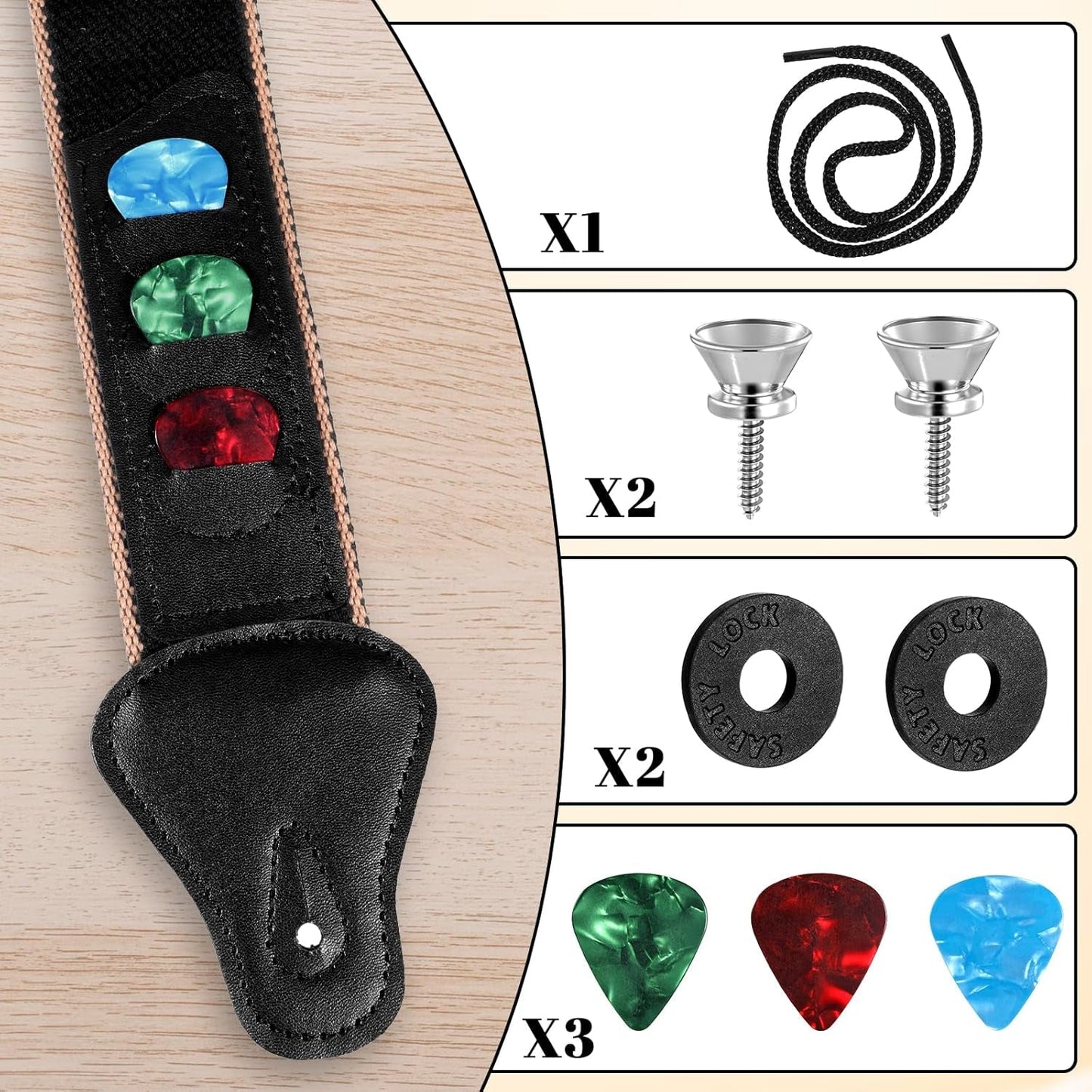 Patterned Acoustic Guitar Strap Kit - AMPED