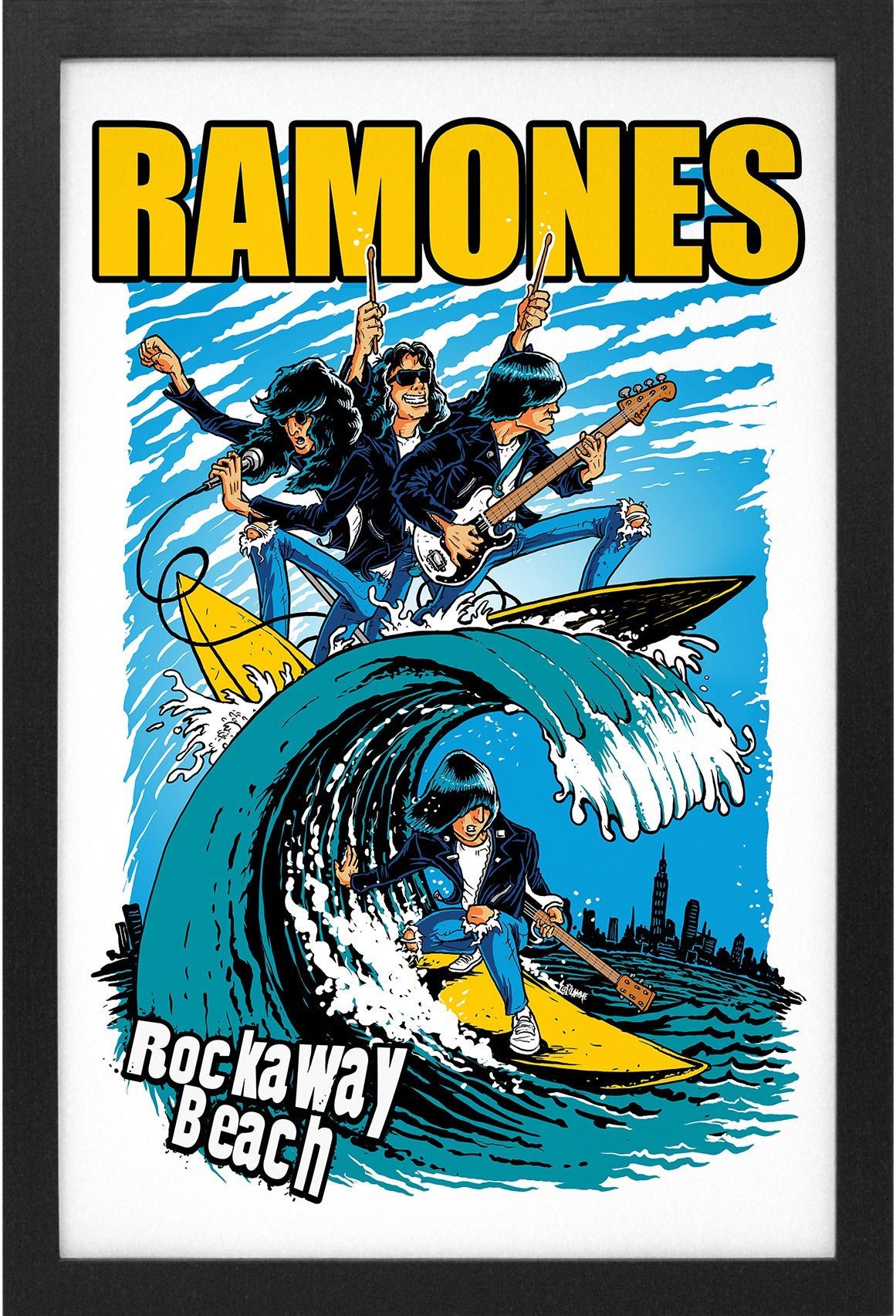 Ramones – Rockaway Beach Poster (11x17 Framed Print) - AMPED