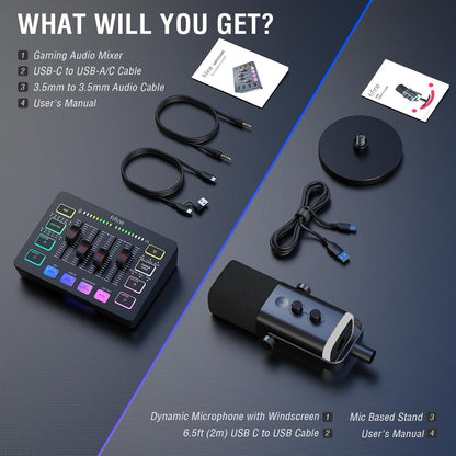 RGB Streaming Mixer & Mic Bundle - AMPED