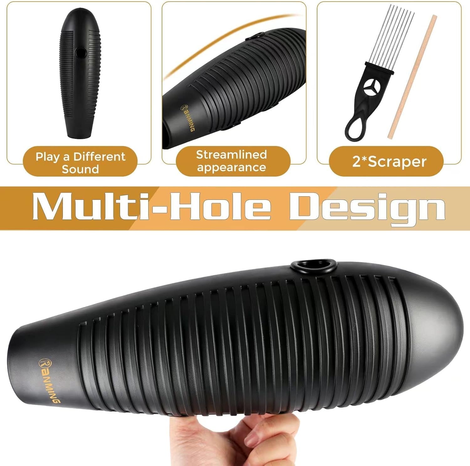 RiffFish Latin Guiro Shaker – Super - Fish Percussion - AMPED